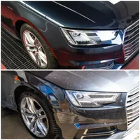 Przód niebieskiego Audi — porównanie wyglądu nadwozia.